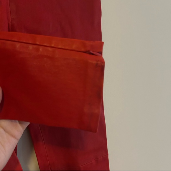 Balenciaga Red Leather Leggings Pull On Zipper Hem Vibrant Bold 38 - Picture 6 of 12